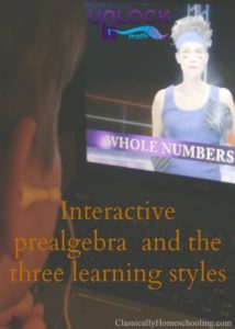Unlock Math's interactive prealgebra program uses the three learning styles to teach math