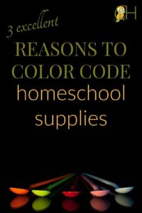 color code homeschool supplies