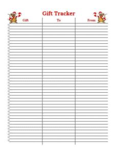 free Christmas gift tracker printable