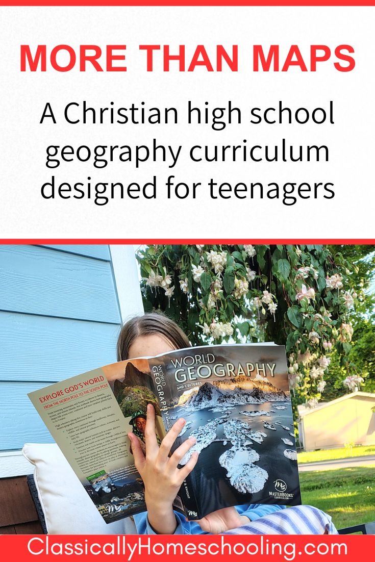 Teen student using Master Books World Geography and Cultures curriculum