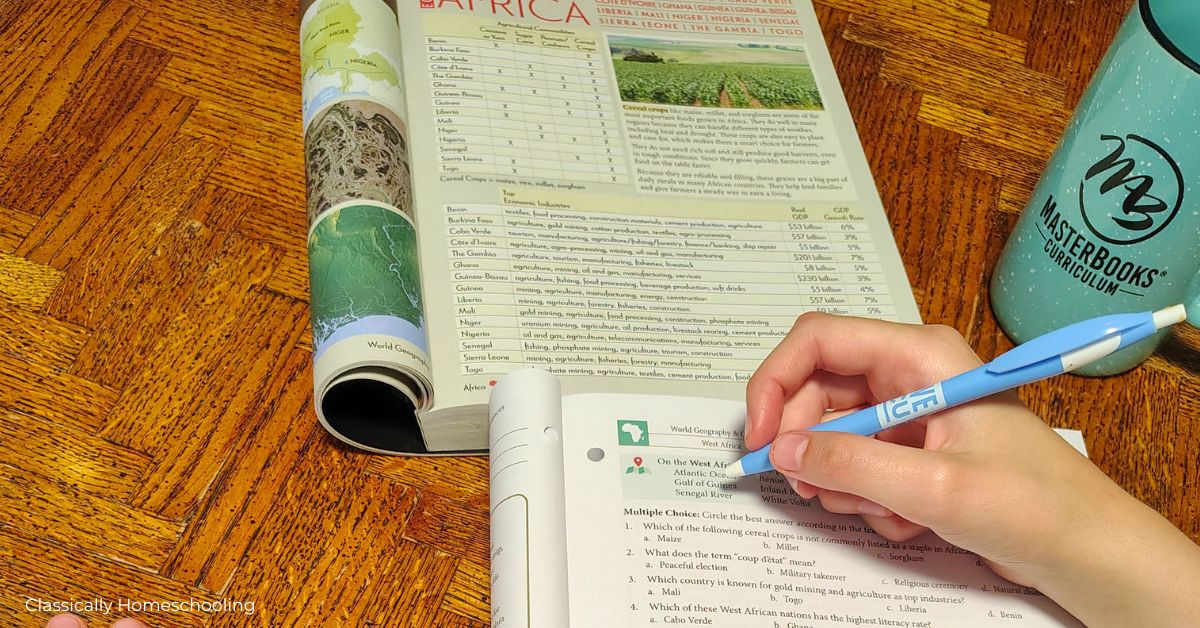 studying world geography with Master Books World Geography and Cultures